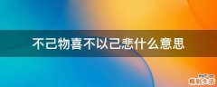 不己物喜不以己悲什么意思