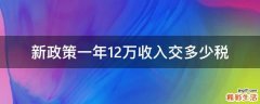 新政策一年12万收入交多少税
