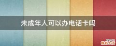 未成年人可以办电话卡吗