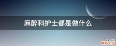 麻醉科护士都是做什么