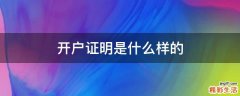 开户证明是什么样的