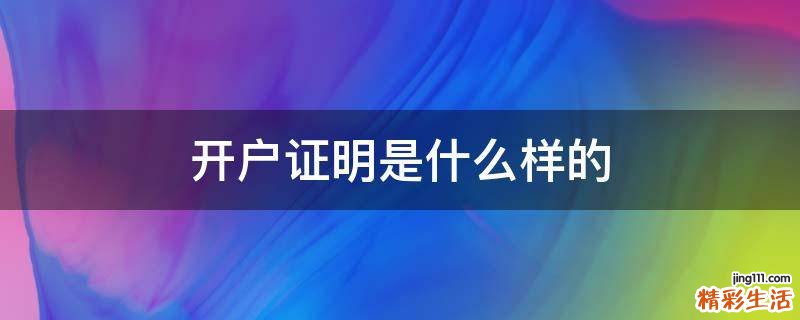 开户证明是什么样的