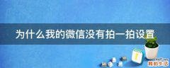 为什么我的微信没有拍一拍设置