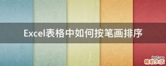 Excel表格中如何按笔画排序