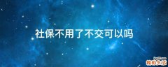 社保不用了不交可以吗