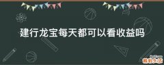 建行龙宝每天都可以看收益吗
