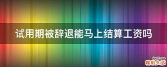 试用期被辞退能马上结算工资吗