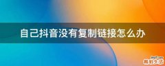 自己抖音没有复制链接怎么办