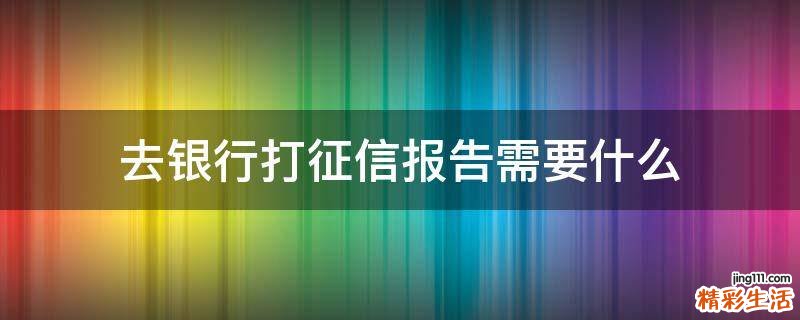 去银行打征信报告需要什么