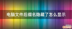电脑文件后缀名隐藏了怎么显示