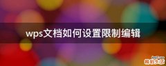 wps文档如何设置限制编辑