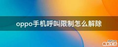 oppo手机呼叫限制怎么解除