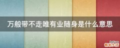 万般带不走唯有业随身是什么意思
