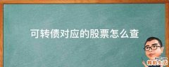 可转债对应的股票怎么查