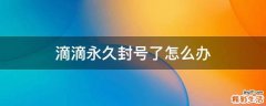 滴滴永久封号了怎么办