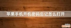苹果手机开机密码忘记怎么打开