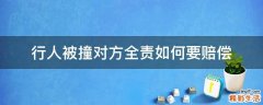 行人被撞对方全责如何要赔偿