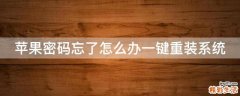 苹果密码忘了怎么办一键重装系统