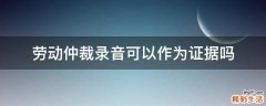 劳动仲裁录音可以作为证据吗