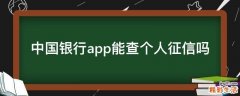 中国银行app能查个人征信吗