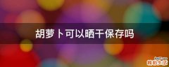 胡萝卜可以晒干保存吗