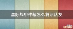 星际战甲仲裁怎么复活队友