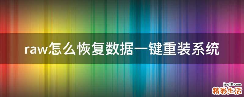 raw怎么恢复数据一键重装系统