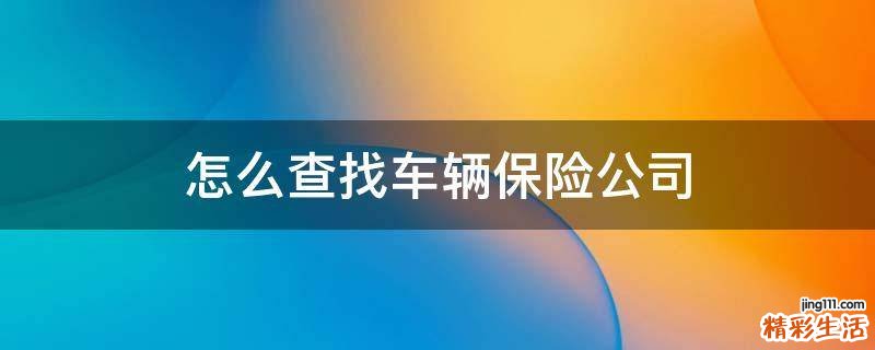 怎么查找车辆保险公司