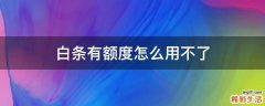 白条有额度怎么用不了