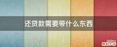 还贷款需要带什么东西