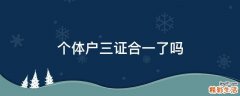 个体户三证合一了吗