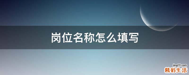 岗位名称怎么填写