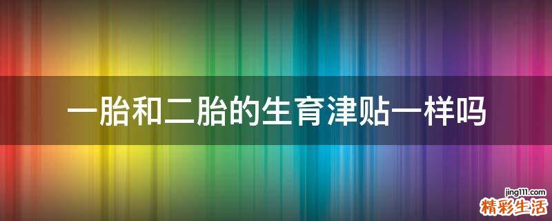 一胎和二胎的生育津贴一样吗