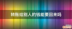 转账给别人的钱能要回来吗