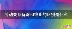 劳动关系解除和终止的区别是什么