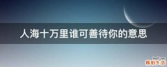 人海十万里谁可善待你的意思