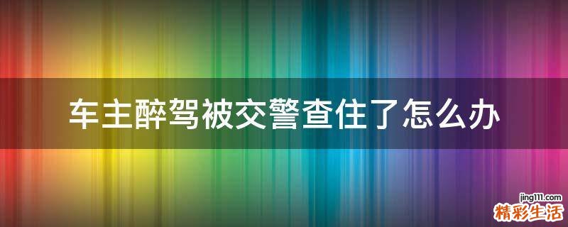 车主醉驾被交警查住了怎么办