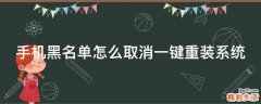 手机黑名单怎么取消一键重装系统