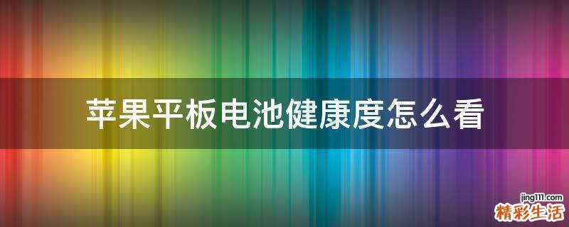 苹果平板电池健康度怎么看