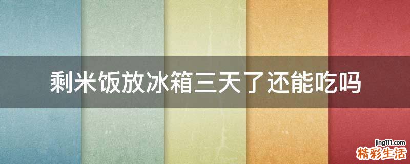 剩米饭放冰箱三天了还能吃吗