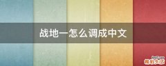 战地一怎么调成中文