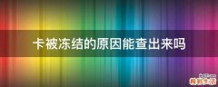 卡被冻结的原因能查出来吗
