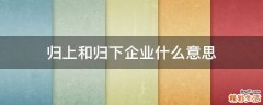 归上和归下企业什么意思