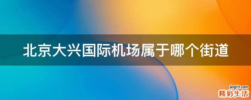 北京大兴国际机场属于哪个街道