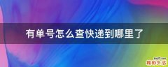 有单号怎么查快递到哪里了