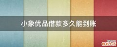 小象优品借款多久能到账