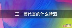 王一博代言的什么啤酒