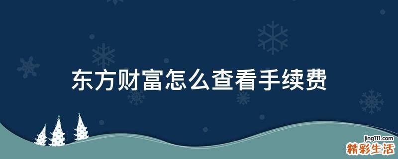 东方财富怎么查看手续费