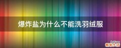 爆炸盐为什么不能洗羽绒服