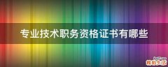 专业技术职务资格证书有哪些